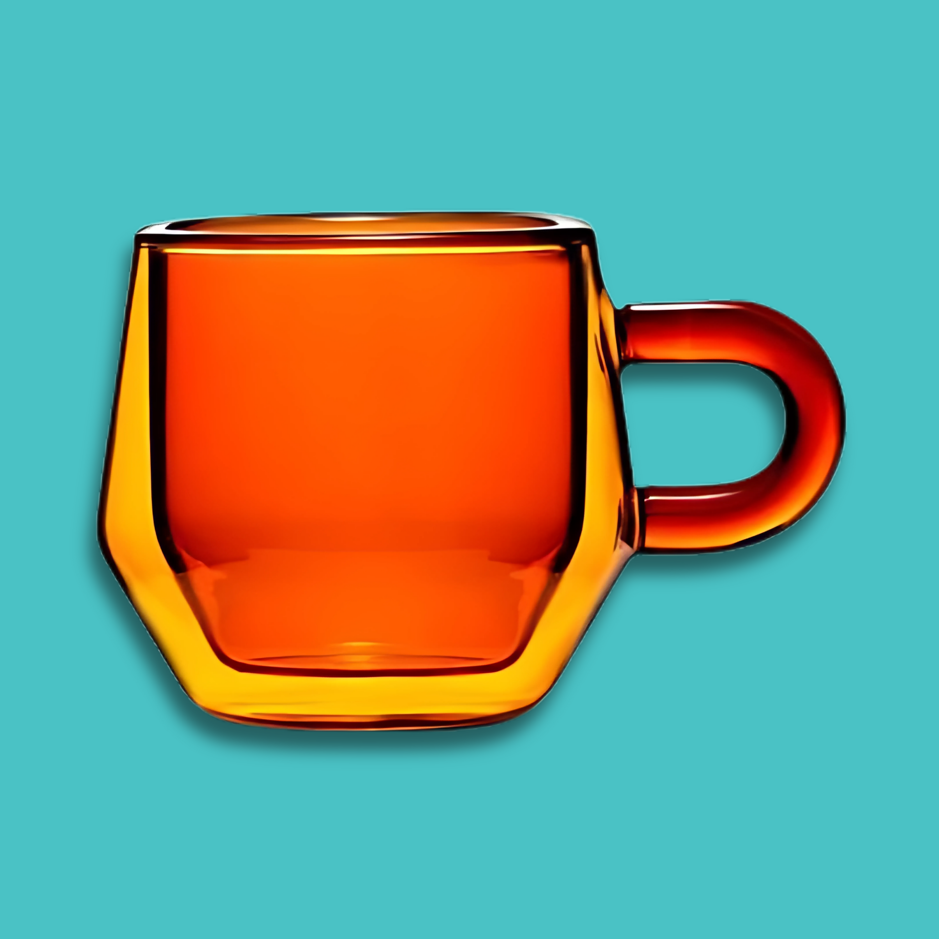 Glass, Doubled Walled, 4oz Coffee Mugs by Hearth in Amber