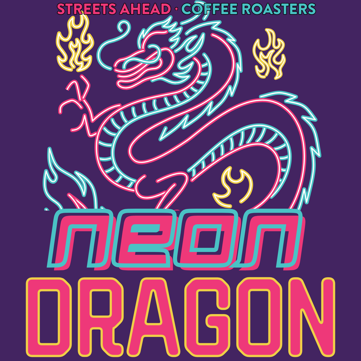 Our experimental Espresso blend is being created. This is a picture of the label named "NEON DRAGON"