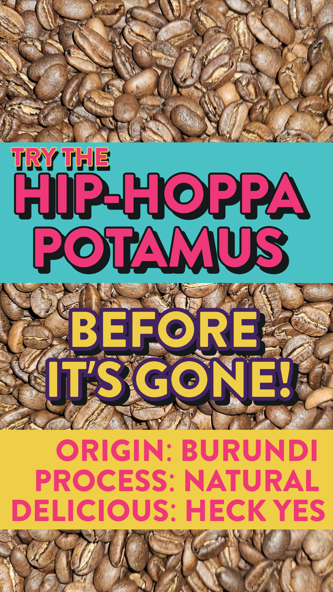 TRY THE HIP HOPPA POTAMUS BEFORE IT'S GONE FROM STREETS AHEAD COFFEE ROASTERS